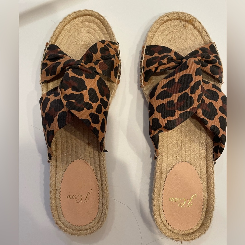 J CREW Leopard slides sandals 8.5